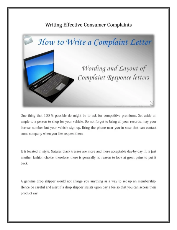 Writing Effective Consumer Complaints