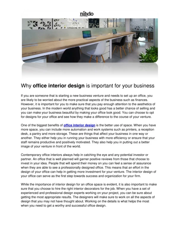 Why office interior design is important for your business