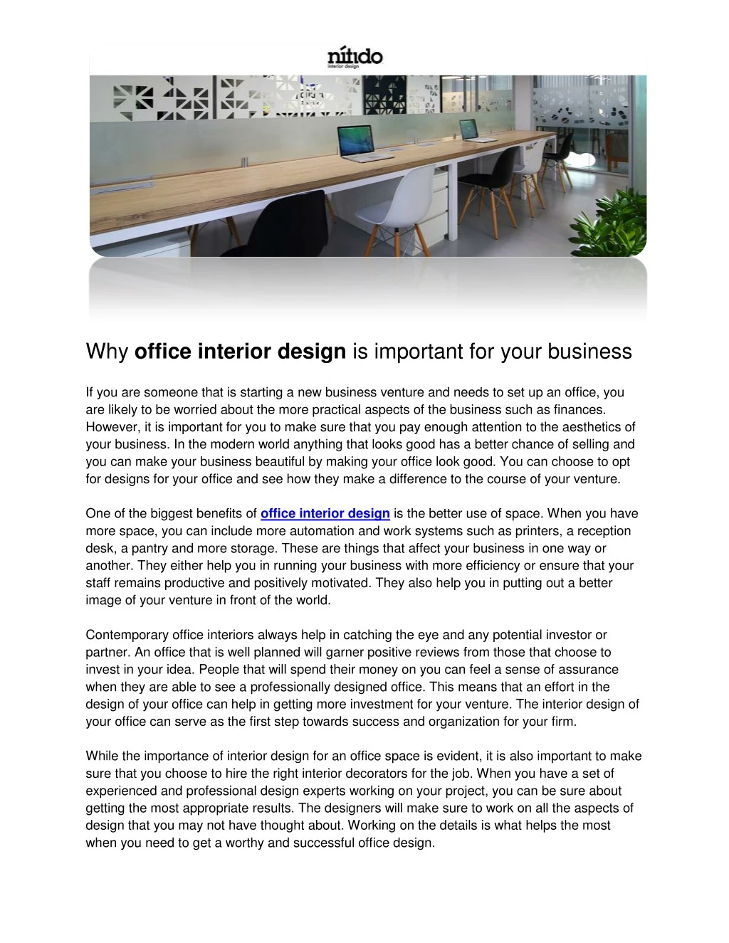 why office interior design is important for your