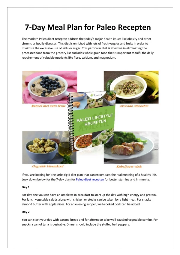 7 Day Meal Plan for Paleo Recepten to Stay Fit and Healthy