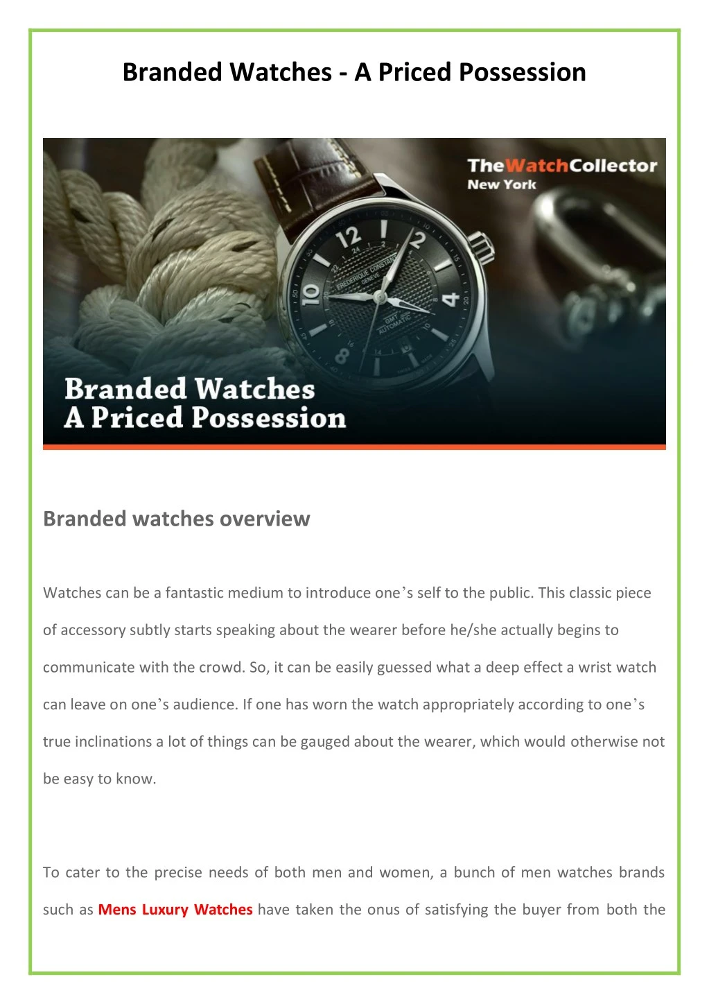 branded watches a priced possession