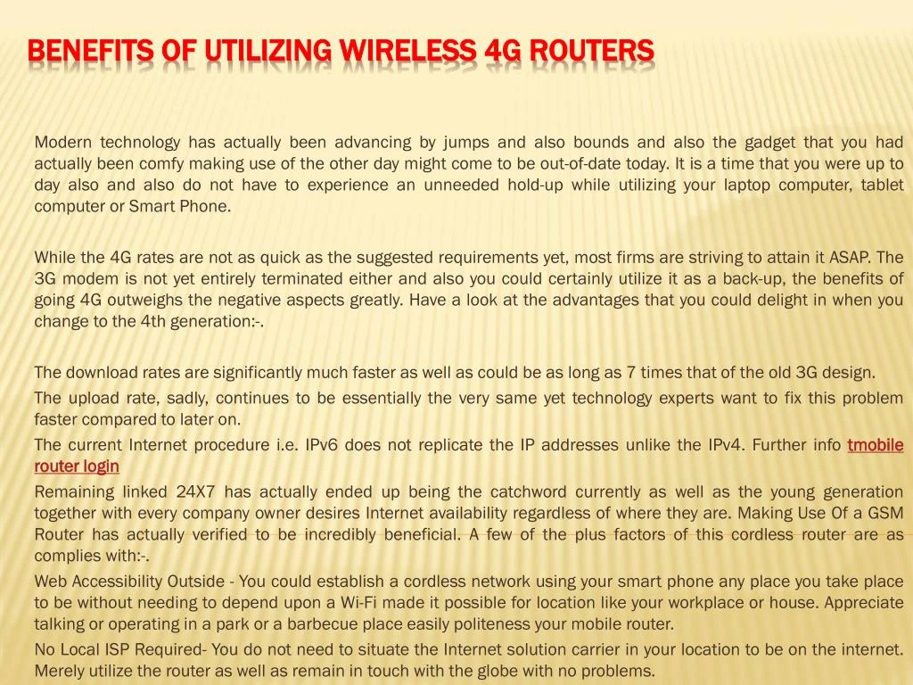 benefits of utilizing wireless 4g routers