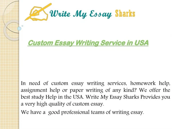 Custom Essay Writing Service in USA