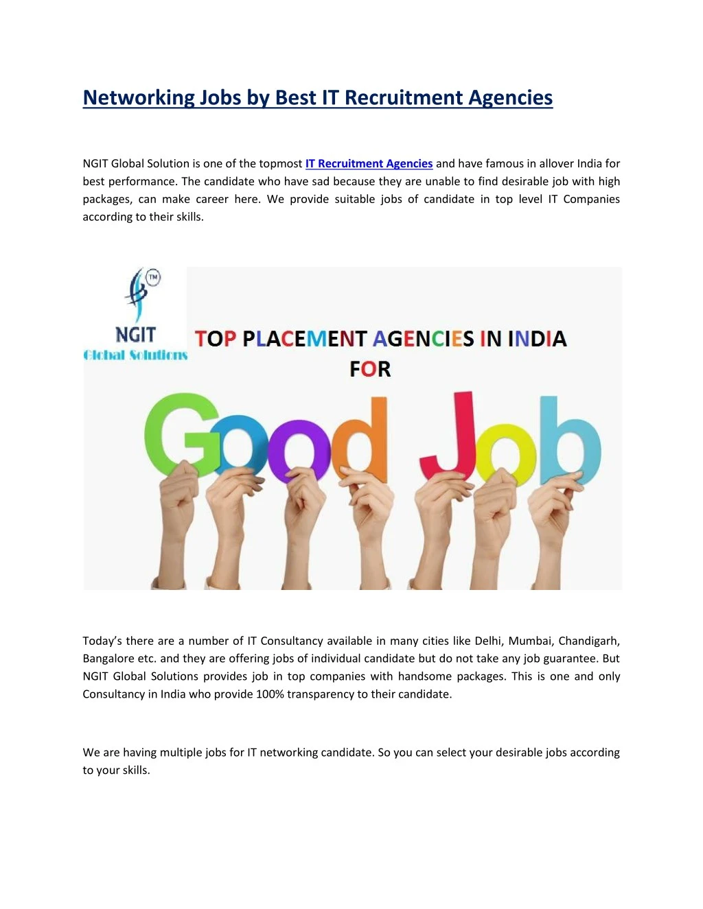 networking jobs by best it recruitment agencies
