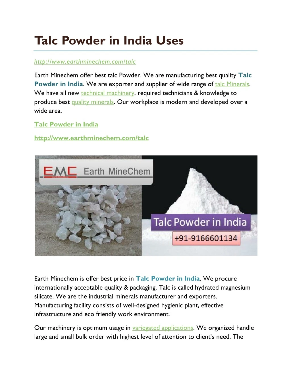 talc powder in india uses