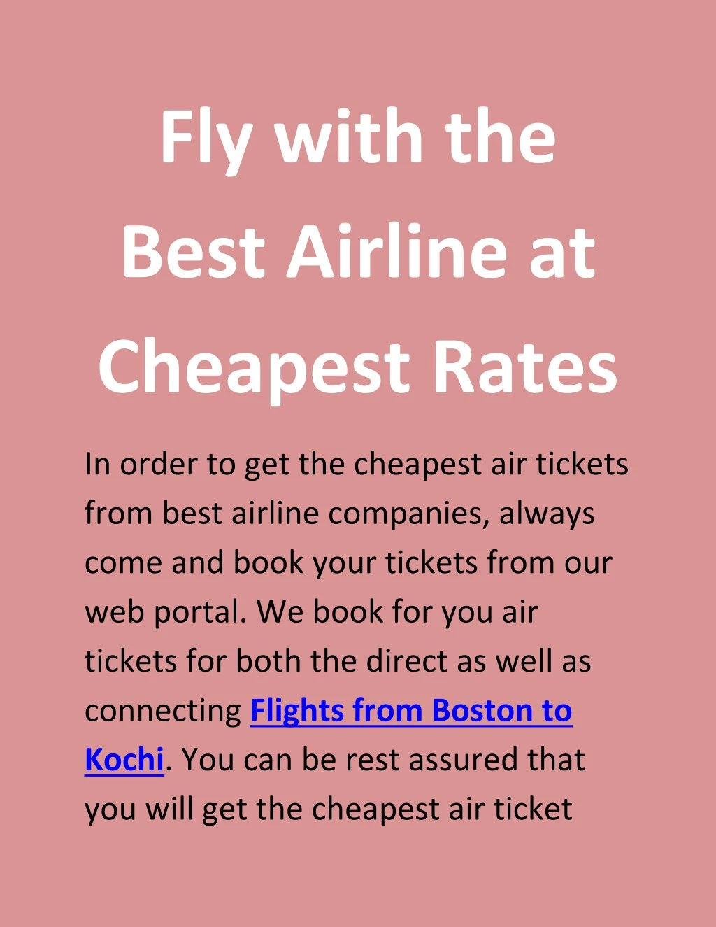 fly with the best airline at cheapest rates