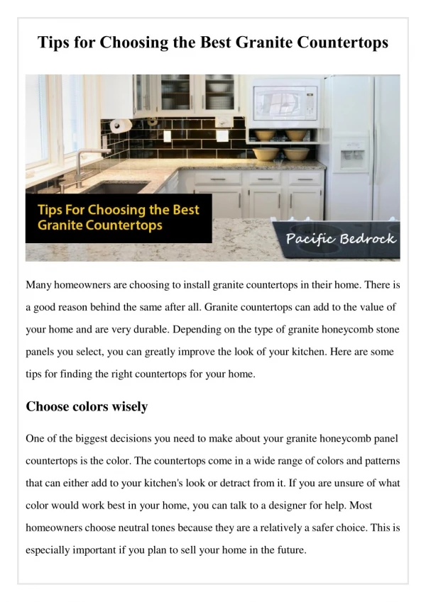 Tips for Choosing the Best Granite Countertops