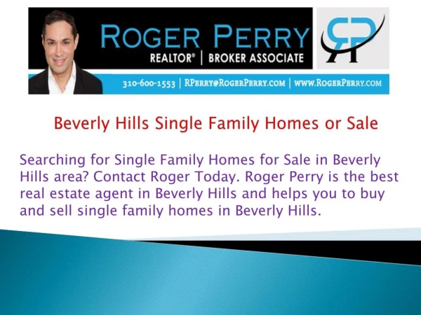 Beverly Hills Single Family Homes or Sale