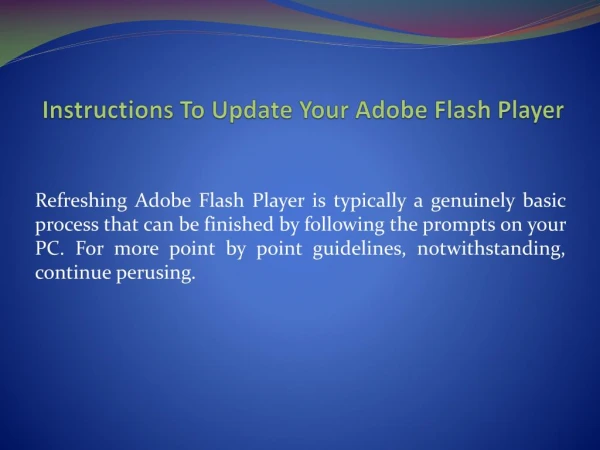 Instructions To Update Your Adobe Flash Player