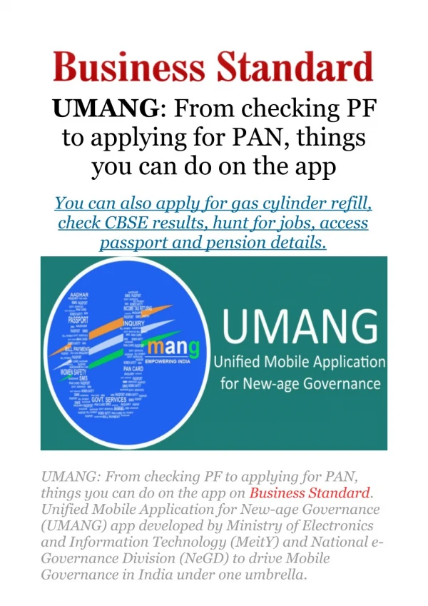 UMANG: From checking PF to applying for PAN, things you can do on the app