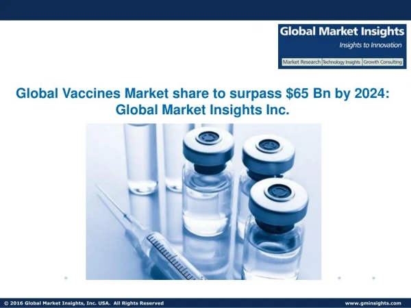 Global Vaccines Market to witness growth of 9% CAGR from 2017 to 2024