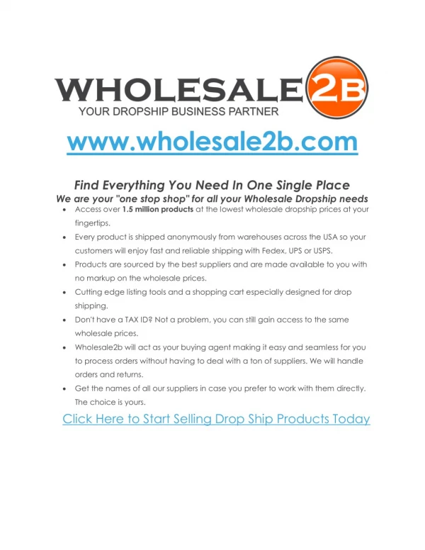 Wholesale2b - #1 Drop Shipping Website
