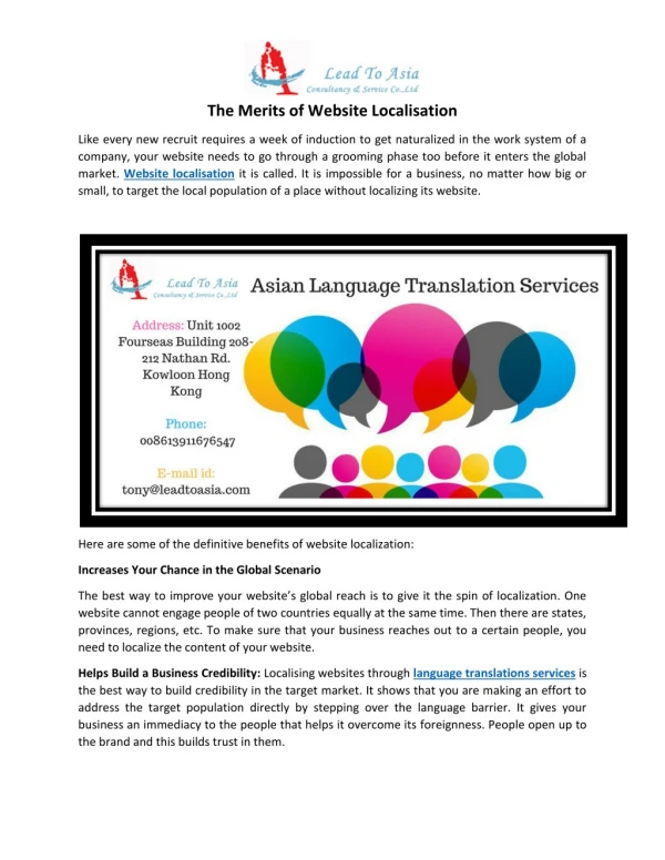 Know the Merits of Website Localisation