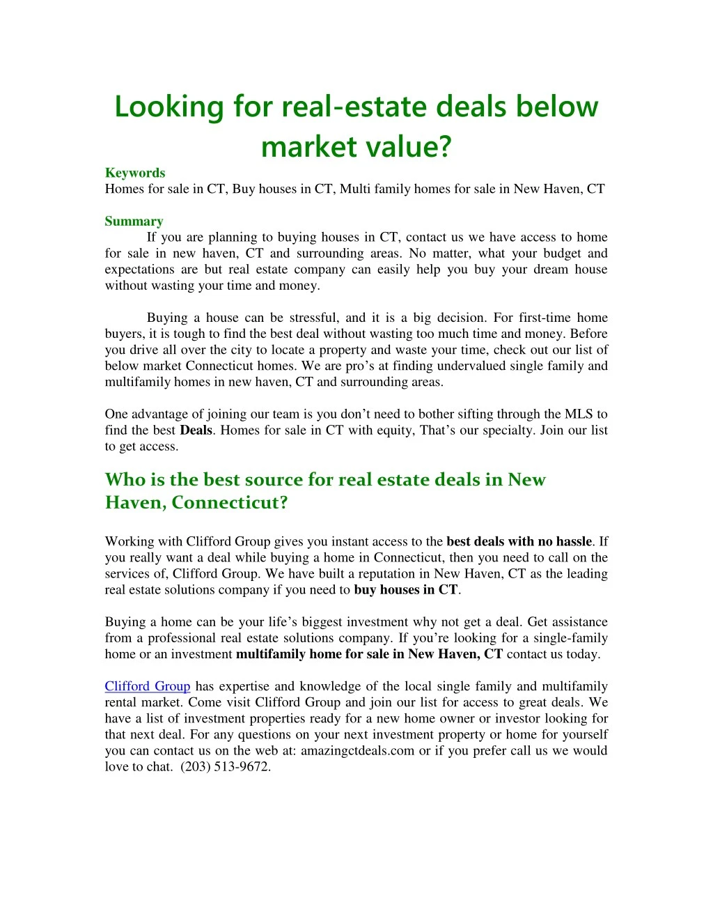 looking for real estate deals below market value