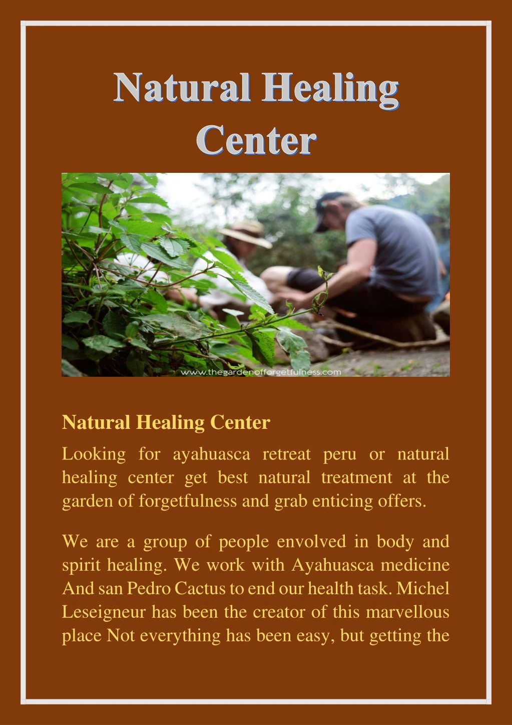 natural healing center looking for ayahuasca