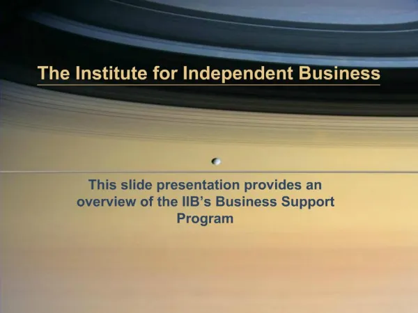 The Institute for Independent Business