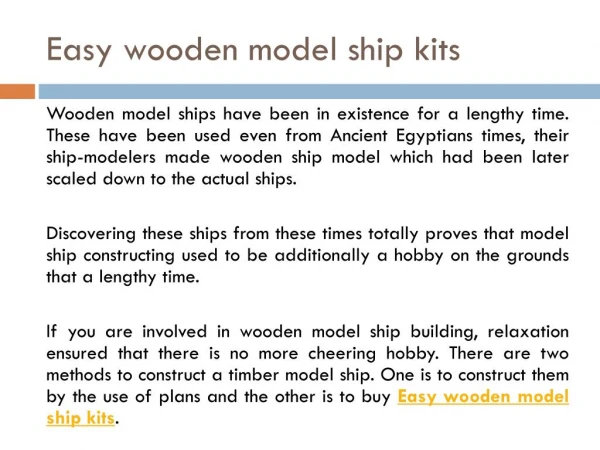 Easy wooden model ship kits