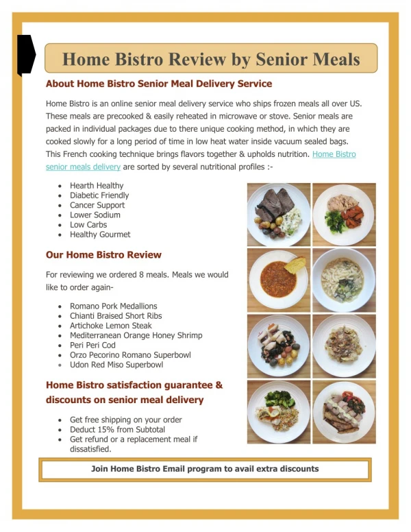 Home Bistro Review by Senior Meals