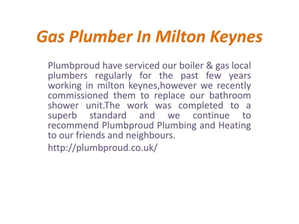 Gas Local Plumbers In Milton Keynes