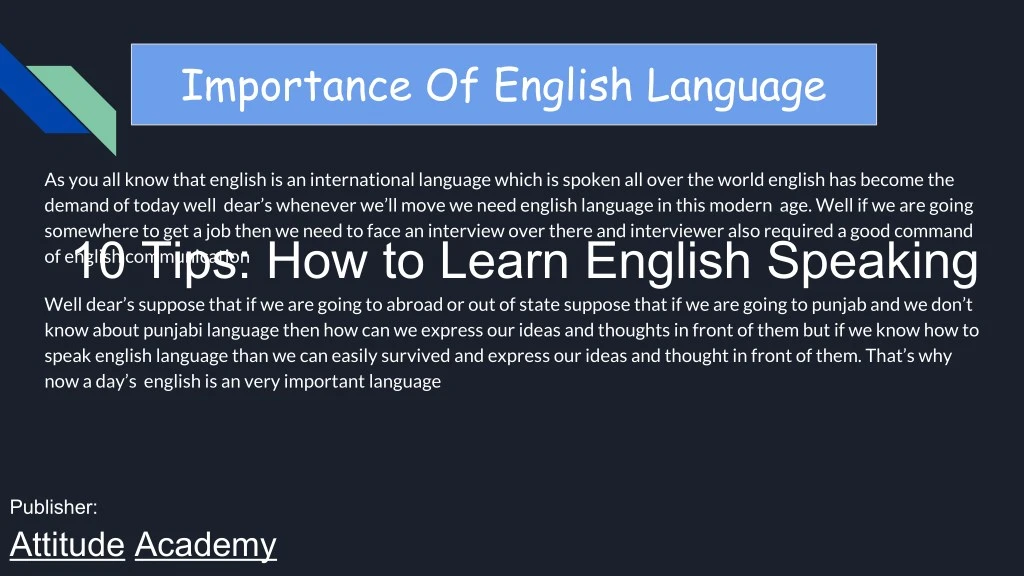 importance of english language importance