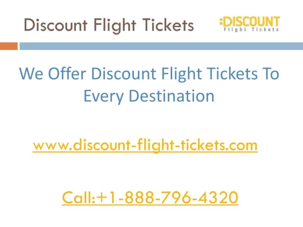 Flight Tickets at Discount Rate