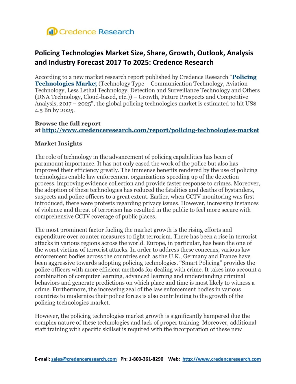 policing technologies market size share growth