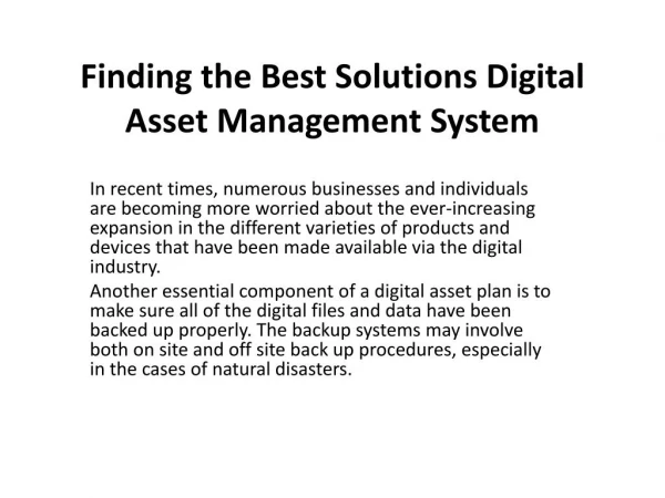 Digital Asset Management System