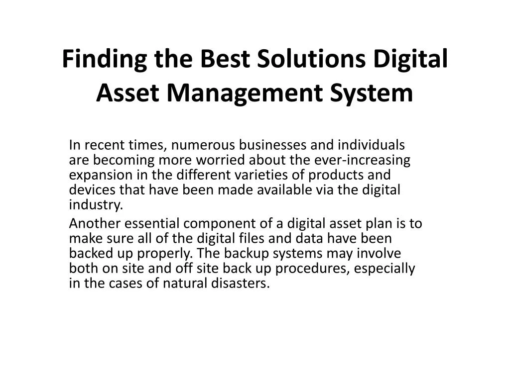 finding the best solutions digital asset management system