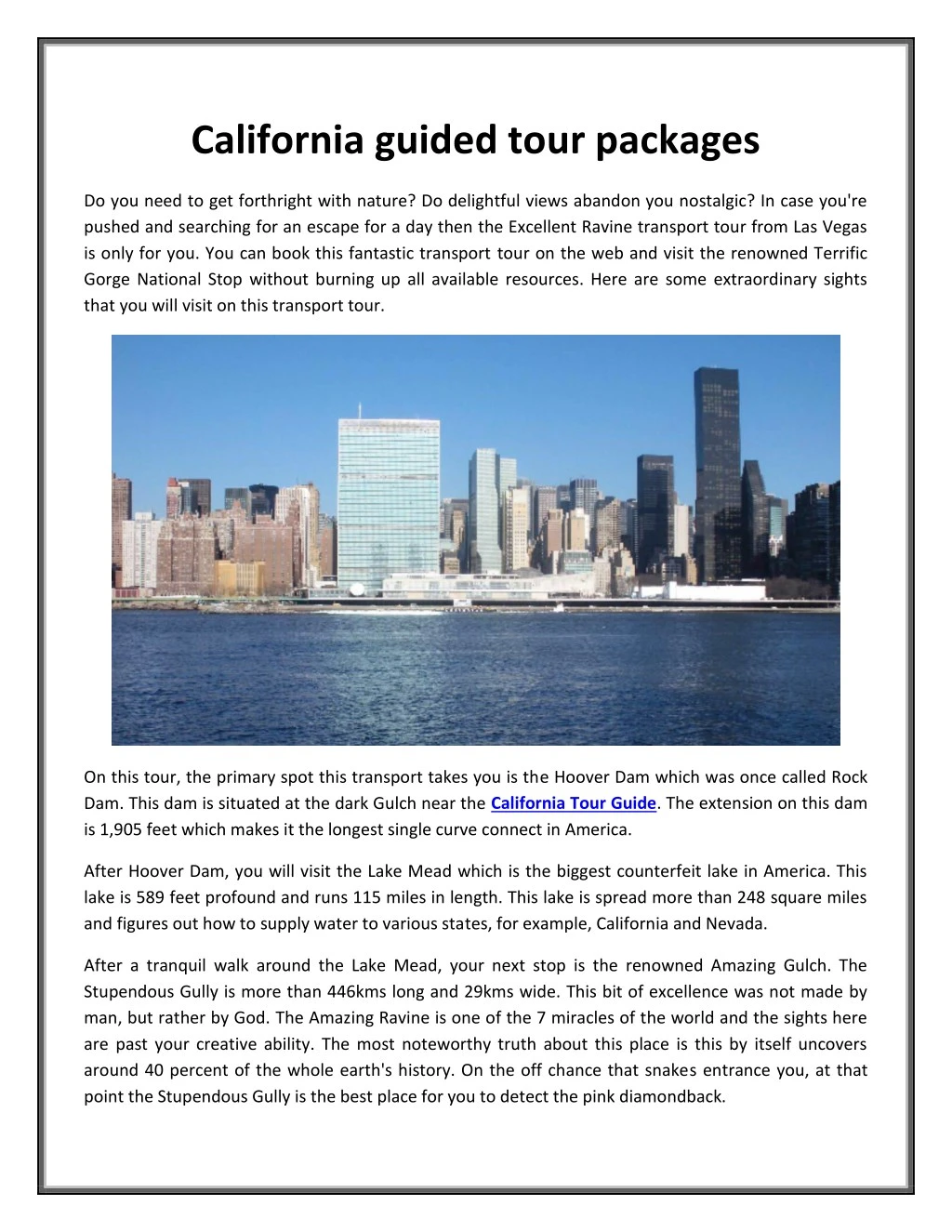 california guided tour packages