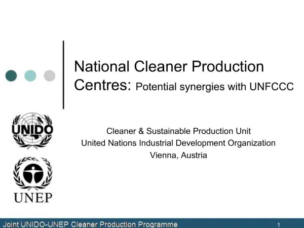 National Cleaner Production Centres: Potential synergies with UNFCCC
