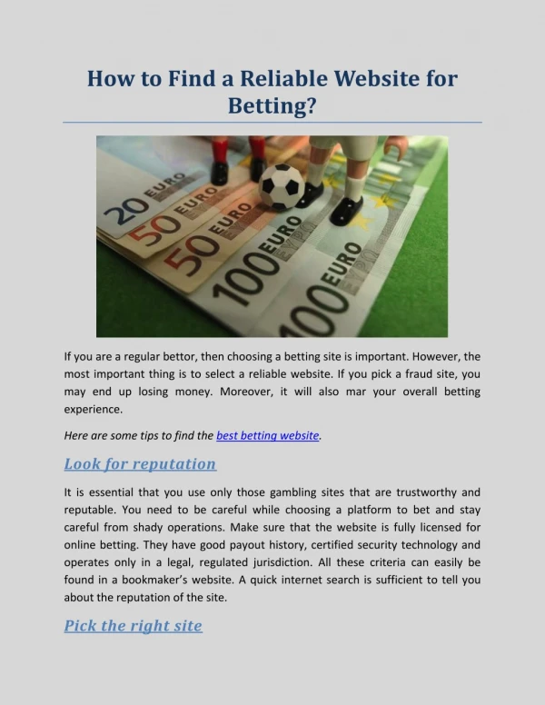 How to Find a Reliable Website for Betting?