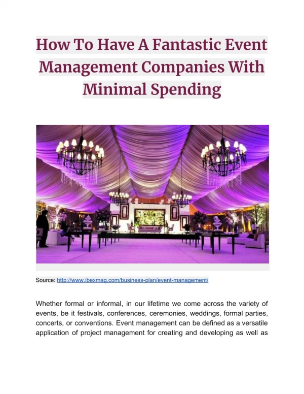How To Have A Fantastic Event Management Companies With Minimal Spending