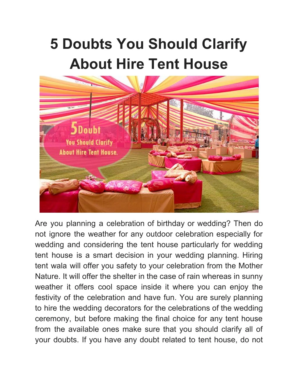 5 doubts you should clarify about hire tent house
