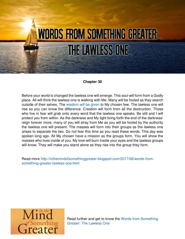 Words from Something Greater: The Lawless One