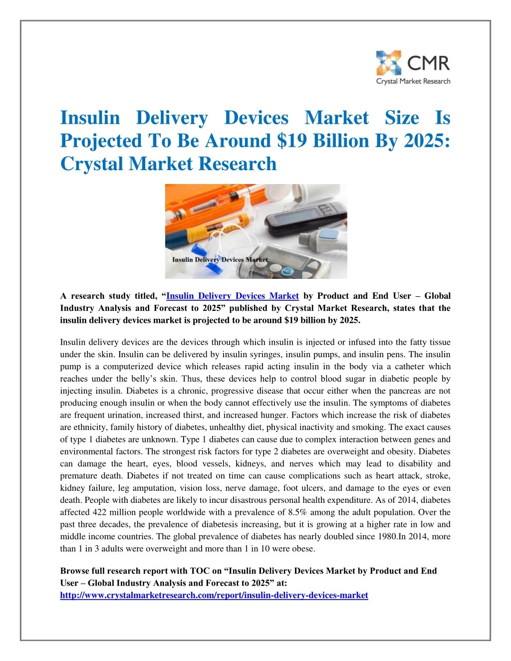 insulin delivery devices market size is projected