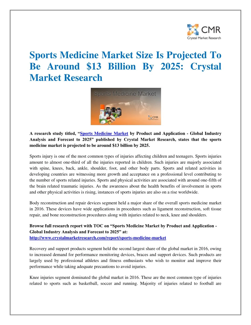 sports medicine market size is projected