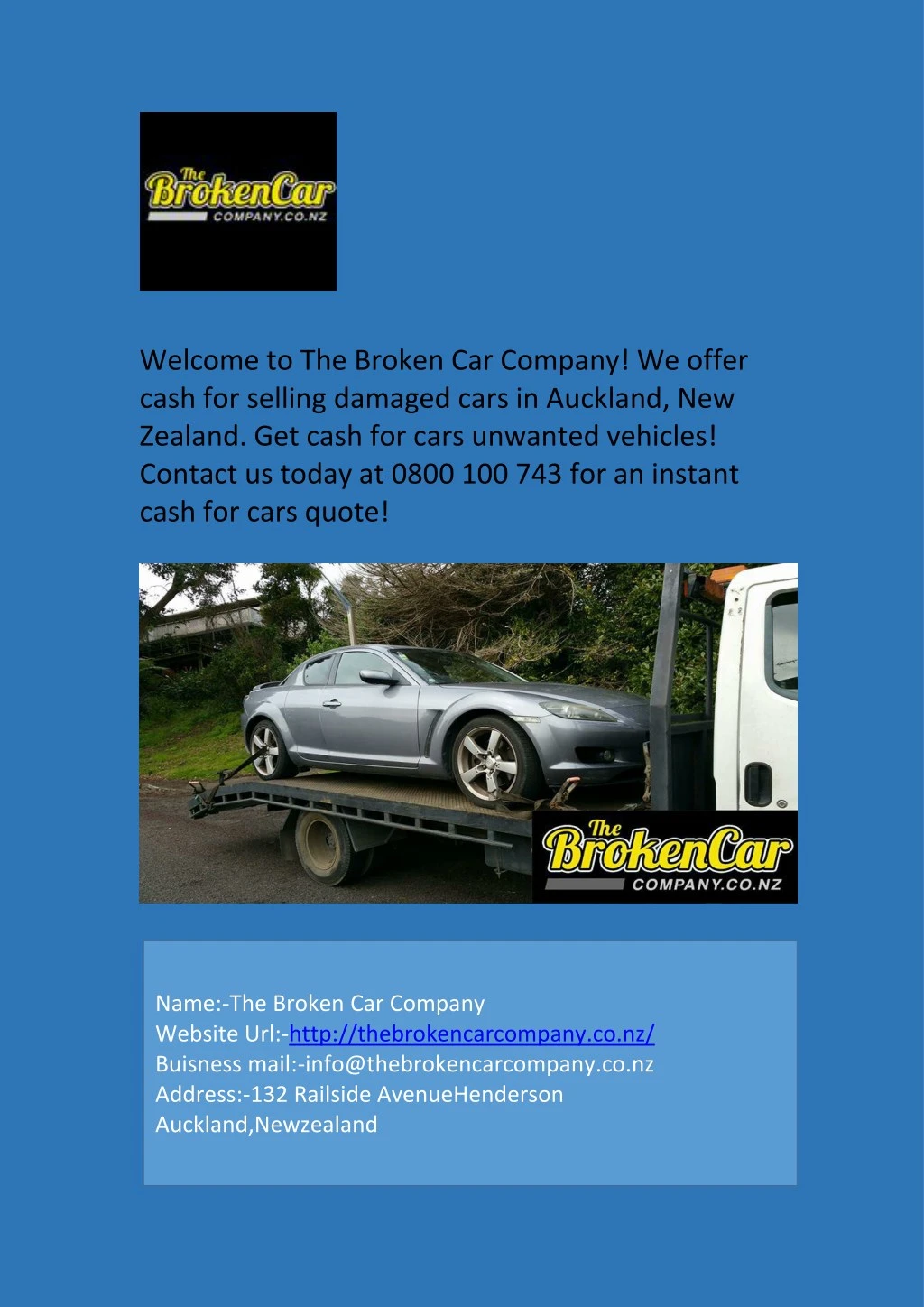 welcome to the broken car company we offer cash
