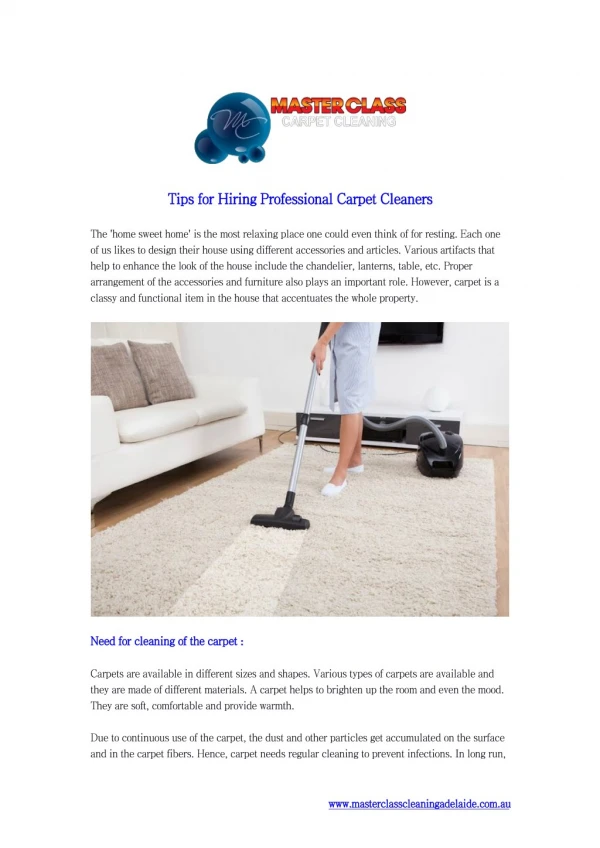 Tips for Hiring Professional Carpet Cleaners | Master Class Carpet Cleaning