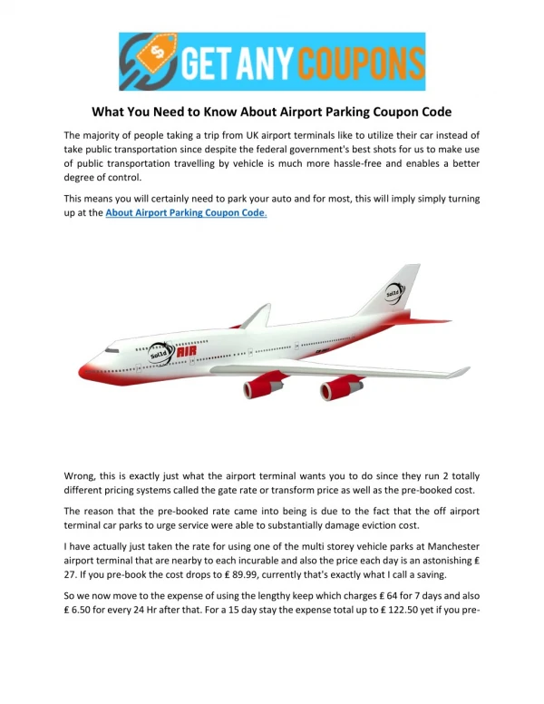 What You Need to Know About Airport Parking Coupon Code