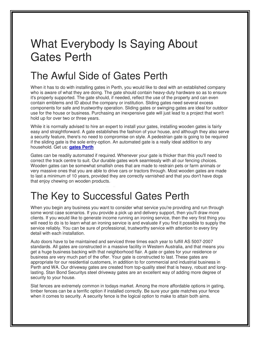 what everybody is saying about gates perth