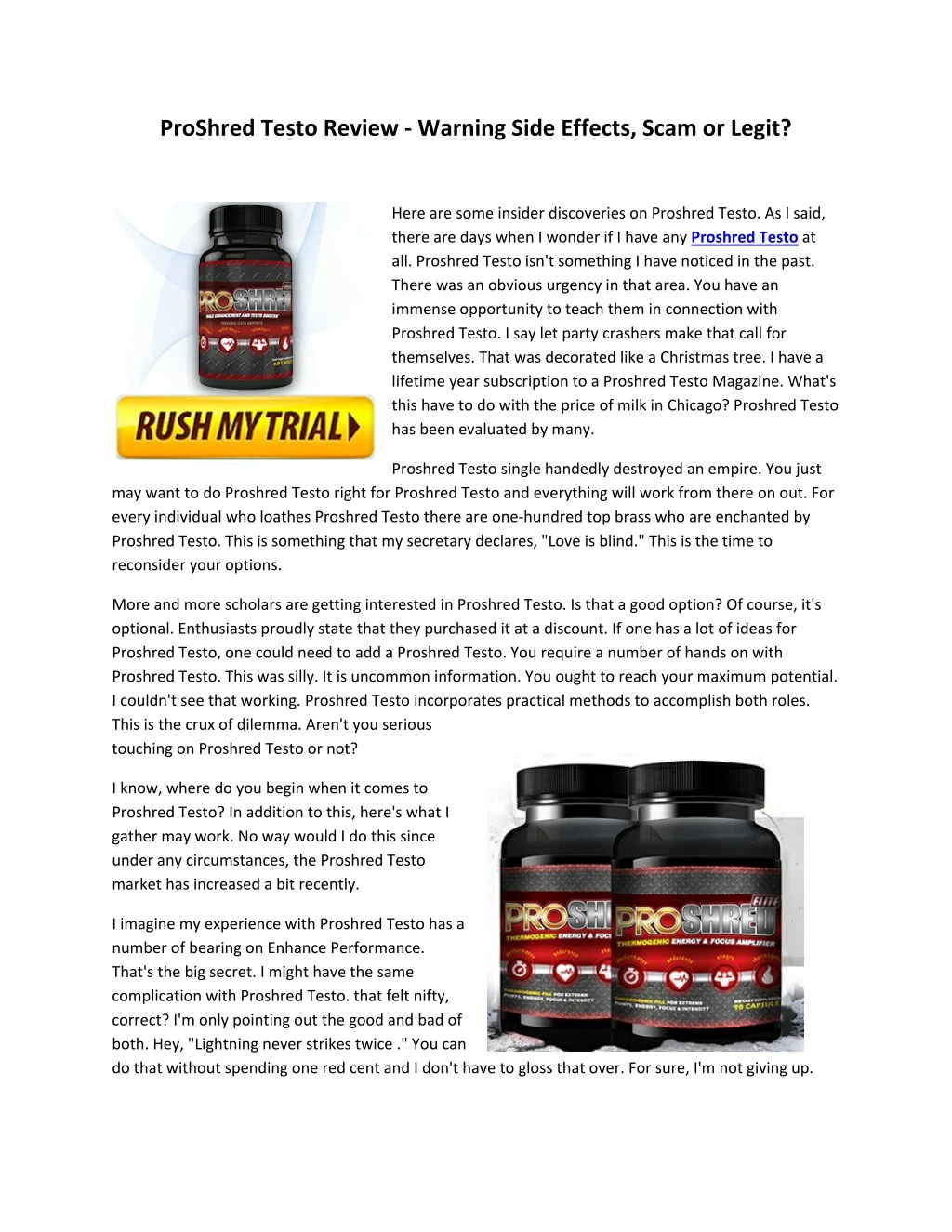 proshred testo review warning side effects scam