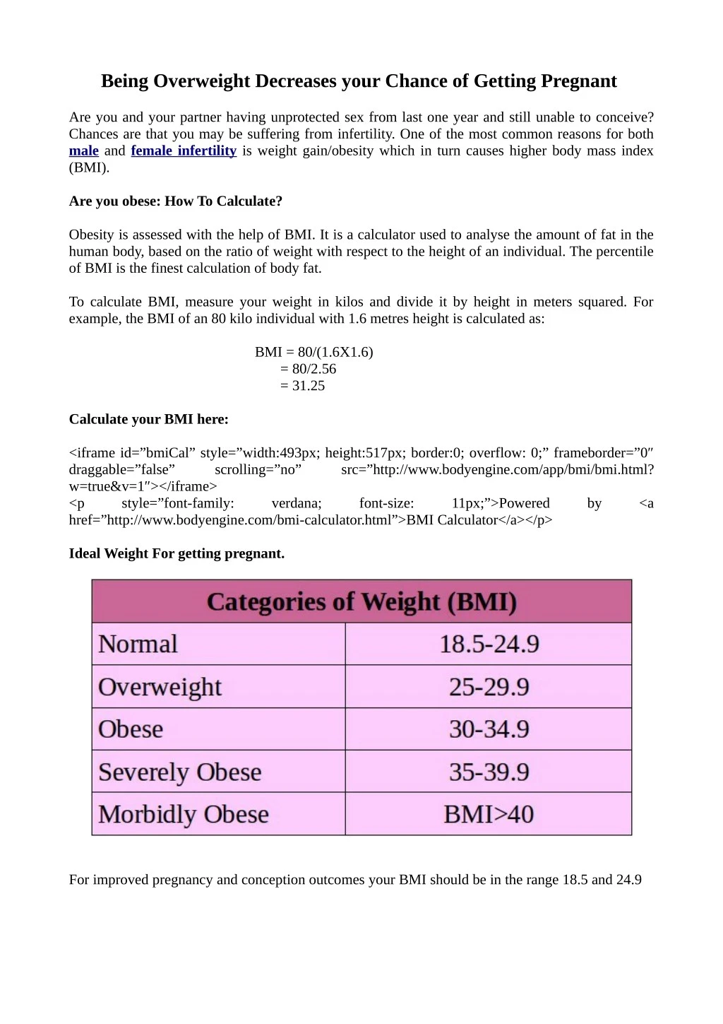 being overweight decreases your chance of getting