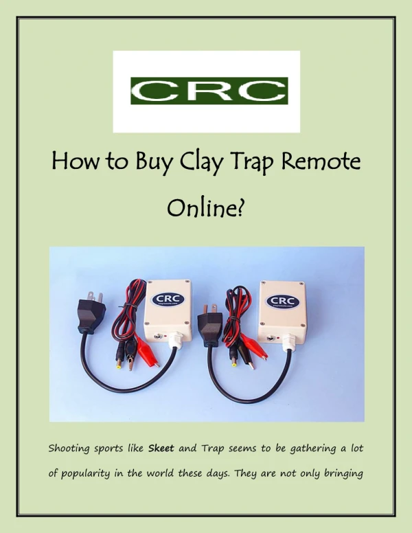 How to Buy Clay Trap Remote Online?