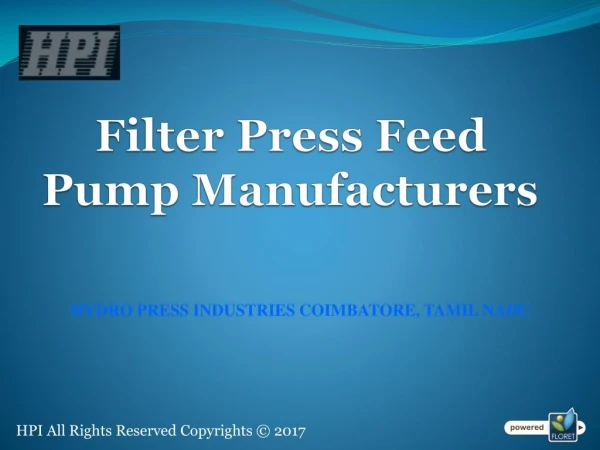 Filter Press Feed Pump Manufacturers