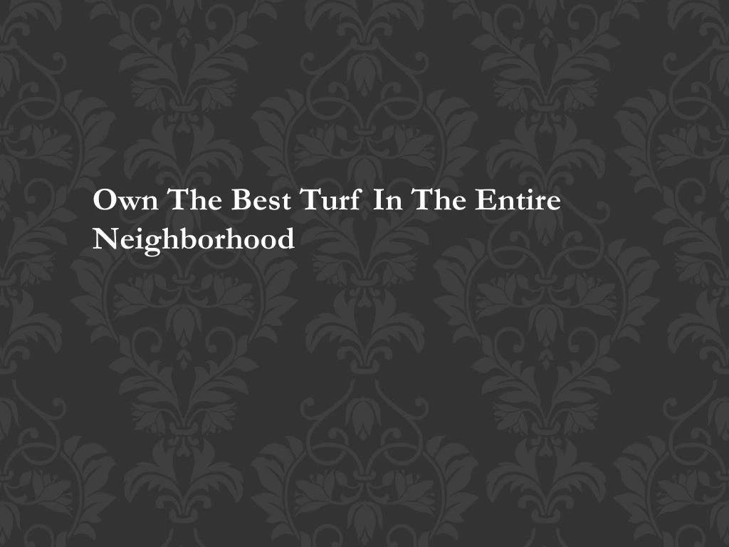own the best turf in the entire neighborhood