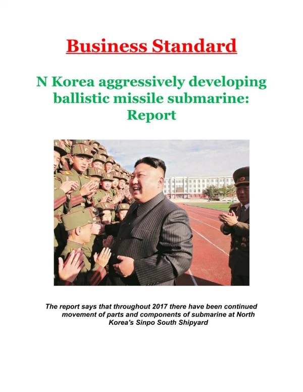 N Korea aggressively developing ballistic missile submarine: Report