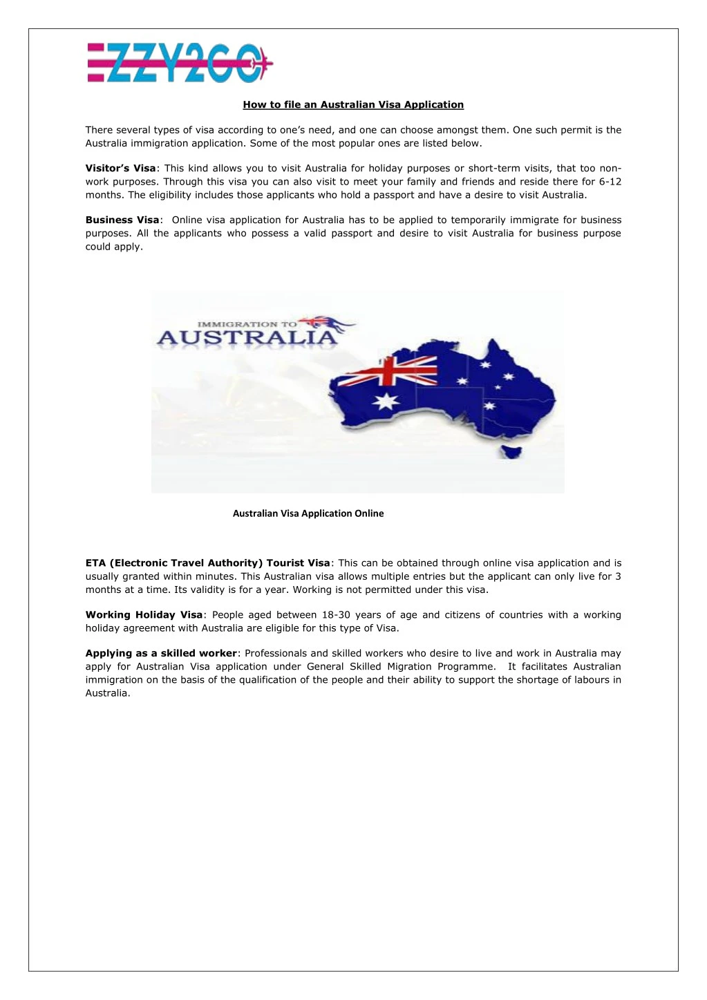 how to file an australian visa application