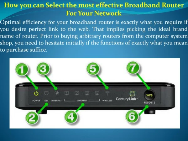 How you can Select the most effective Broadband Router For Your Network