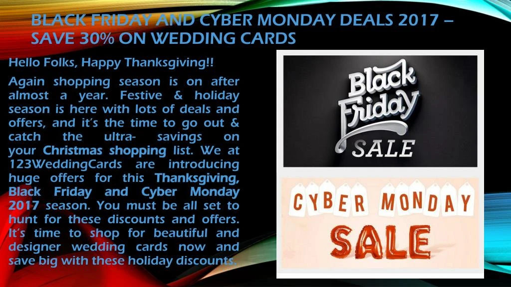 black friday and cyber monday deals 2017 save 30 on wedding cards