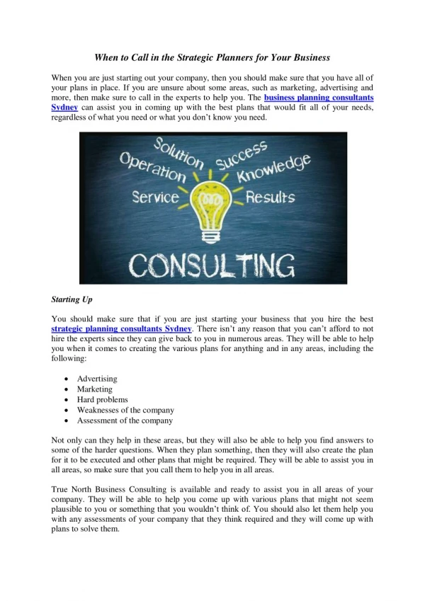 Business Planning Consultants for Your Business